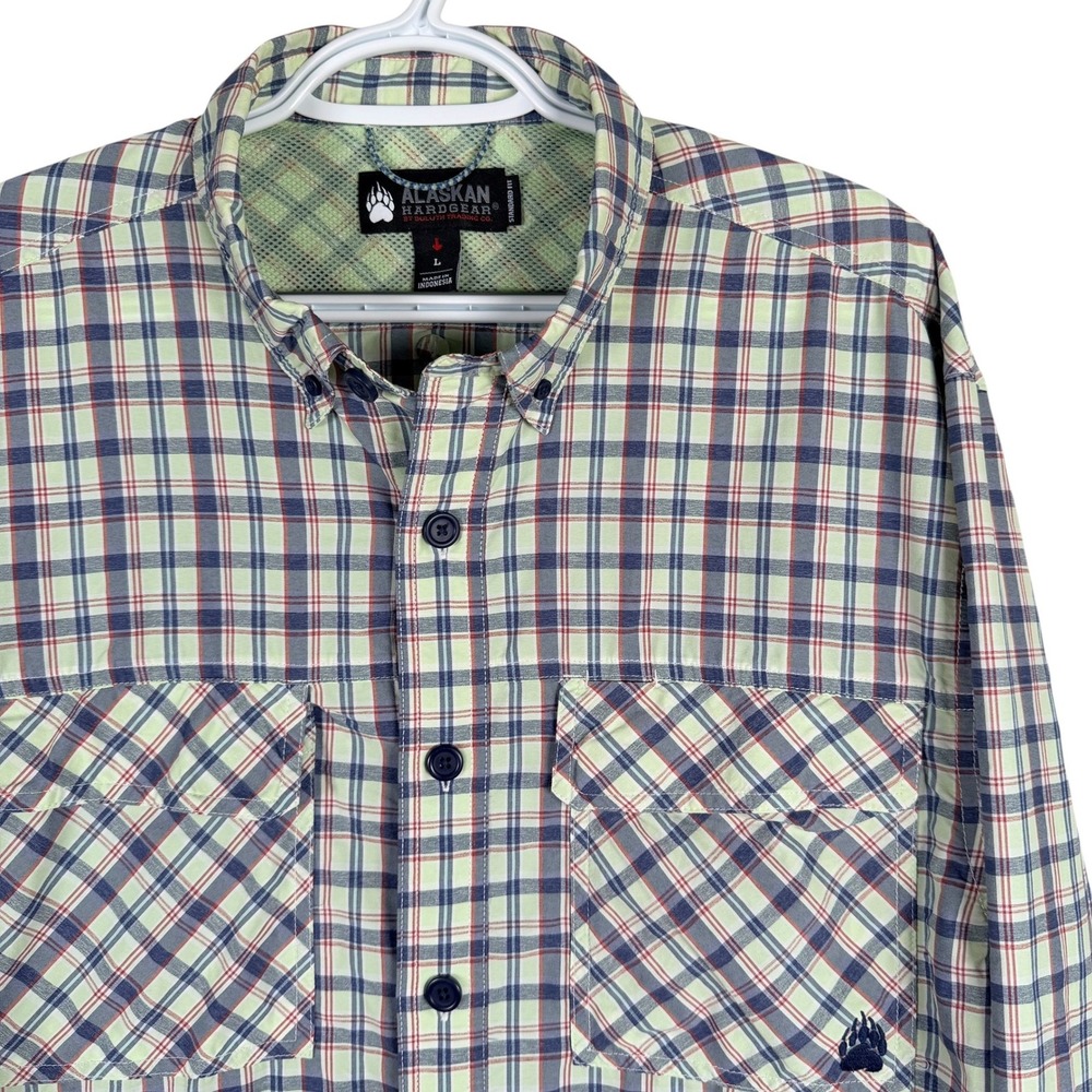 Alaskan Hardgear Hiking Shirt Mens L Colorful Plaid Coolmax Outdoors Long Sleeve